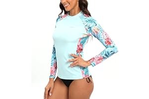 SURFEASY Damen Rash Guard Langarm Sonnenschutz Schnelltrocknend Badeshirt Surf Shirt Schwimmen Bademode