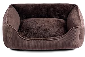 Hollypet Łóżko dla kota Łóżko dla małych psów, legowisko dla kotów i szczeniaków, Łóżko Miękka i oddychająca poduszka do spania, kawa (55 x 45 x 15 cm)