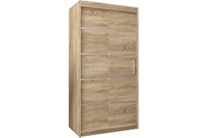 ‎MEBLE KRYSPOL MEBLE KRYSPOL Schwebetürenschrank Verona 1 100 cm Kleiderschrank mit Kleiderstange und Einlegeboden Schlafzimmer- Wohnzimmerschrank Schiebetüren Modern Design (Schubladen: 0, Sonoma)