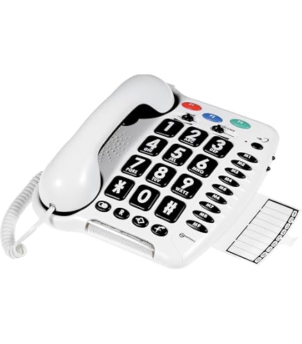 Corded Phone With 28dB Volume Boost & 10 Ringtones - Home/Office Landline, Memory Speed Dial