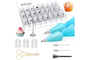 Douille Patisserie Poches à Douille 34 pcs, Nifogo Kit Patisserie, Accessoire et Ustensiles à Pâtisserie