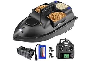FUMENG GPS Smart RC Bait Boat, Auto Cruise Double Motor Tre Trampers Grande capacità LED Night Light Boat,5200mah