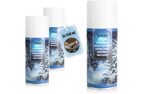 COM-FOUR® 3x konstsnö, sprayburk med dekorativ snö