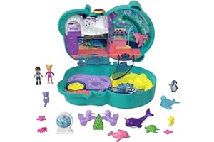 ‎POLLY POCKET Polly Pocket HCG16 - Otter Aquarium, Aquarium-Thema mit Micro Polly & Nicolas Puppen, 5 Überraschungen & 12 Zubehörteile, tolles Spielzeug Geschenk für Kinder ab 4 Jahren