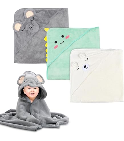 Forhome 3er Set Kapuzenhandtücher Für Baby – 80x80 Cm, Super Saugfähig Und Weich