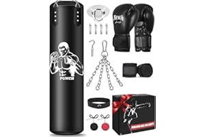 NZQXJXZ Saco de Boxeo para Colgar, Sin Relleno Saco Boxeo con una Gama Completa de Accesorios, Microfibra de Cuero Bolsa Pesada para la formación de Kickboxing Fitness MMA Grappling Muay Thai Karate