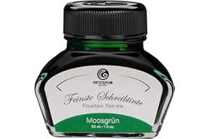 Octopus Fluids Fountain pen ink in ink glass,Writing ink for fountain pen, Fountain pen ink in Moss Green 30ml, inkpot, Calligraphy Ink