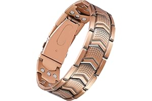 Jeracol Copper Bracelet for Men, 3X Magnetic Bracelet Men with 3 Row Ultra Strength Magnets, Unique Folding Clasp Wristband with Adjustment Tool and Jewelry Gift Box