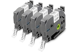 4X Pristar Compatible Cinta 12mm x 8m Clear Reemplazo para Tze-131 Tz-131 Negro sobre Transparent Laminado Cinta de Etiquetas para PT-D210VP H101C 1010 P750W E100 H100P 1000 D450 D600VP H105