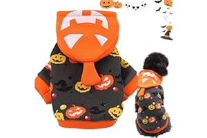 AIXIMA Hundekostüm Halloween,Haustier Hoodie Mantel,Kürbis Hund Kostüme,Katzen- und Hundekostüme für Halloween, für Welpen Kleine mittlere Hunde Katzen Chihuahua Teddy (3-4.25KG,L)