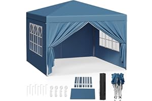 WOLTU Pawilon Pop-Up wodoszczelny, ochrona przed słońcem, ściany boczne, ogrodowy na taras, kemping, festiwal, namiot pagodowy z ramy Oxford, 3 x 3 m