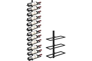 Giyiprpi 4Pcs Wand Weinregal Flaschenregal für 12 Flaschen, Metall Weinregal Hängend Wandmontage Weinflaschenregale, Wandregal Wein Aufbewahrungsregal für Küche Esszimmer Bar (Eben 12)