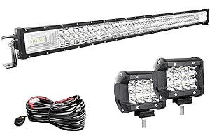 Willpower Barra LED 107cm 42 Pollici 540W + Fari LED 10cm 4 Pollici 36W + Cablaggio 12V 24V Faretti LED Faro da Lavoro LED Barra Luci LED per Fuoristrada Auto Trattore Camion 4x4 Barca ATV
