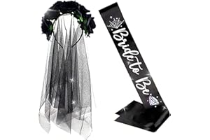 JeVenis goth bride to be sash fascia per capelli con fiori di rosa gotica decorazione per addio al nubilato gotico forniture per feste di addio al nubilato sposa o morte decorazione