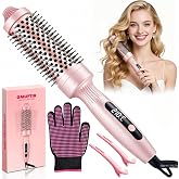 GMUFTIR Thermal Brush 38 mm, Thermal Brush, Ceramic Straightener and Shaper, for Creating Natural Waves Volume and Bangs, LCD