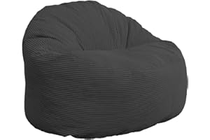 Bananair - Pouf Salon Chambre en Velours Côtelé, Fabriqué en France - Fauteuil Pouf Poire XXL avec Remplissage en Mousse - 100% Confort & Douceur - Idéal pour Adulte, Ado (100 cm, Gris Foncé)
