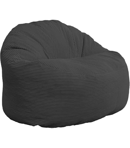 icon Classico Poltrona Sacco, Marrone Moka, Velluto a Coste, Pouf Poltrona con Riempimento Incluso, Pouf Sacco, Camera da Letto, Soggiorno, Mobili Soggiorno
