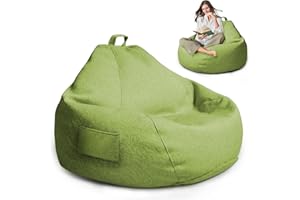 MeYuxg Pouf XL, Bean Bag per adulti, Solo Rivestimento (Senza Imbottitura),100 x 120 cm, per Pouf Sacco Adultes con chiusura lampo, per esterni Living Room Decor (Verde Matcha)