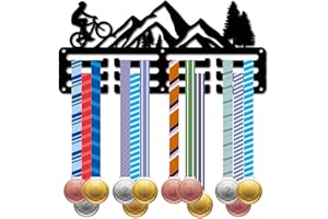 CREATCABIN Soporte Medallas Ciclismo,Colgadores Medallas,Estante Exhibición Deportes,Premios Colgantes Metal,Premios Decoración Montaje Pequeño Hierro para Hombres Mujeres,Bicicleta,Negro,29x13cm
