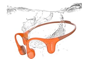 mojawa Run Plus – Casque à Conduction Osseuse, Oreille Ouverte, Bluetooth 5.2, MP3 32 Go, Étanche IP68, Micro ENC, pour Natation, Course, Vélo, Randonnée, Salle de Sport et Usage Quotidien – Orange