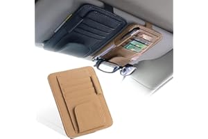 AIXIMA Porte-Lunettes de Soleil pour Pare-Soleil de Voiture, Porte Lunette Voiture,Organisateur de Pare-Soleil de Voiture, Porte Lunettes pour Voiture Universelle, Porte Lunette Voiture avec Fentes (Beige)
