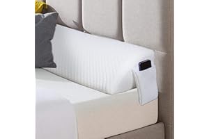 TANYOO Bett-Lückenfüller Lang Keilkissen mit Seitentaschen, Faltbares Bettkeil Kopfende Matratzenkeil, Lesekissen für den Abstand Zwischen Ihrer Matratze und Ihrem Kopfteil Queen-Size (60x8x6in)