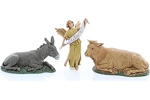 Moranduzzo Ochs, Esel und Gloria für Krippe 10 cm Maßstab 1:20 - Unzerstörbare Krippenfiguren - Arabischer Stil, Handbemalt, Offizielles Produkt, Hergestellt in Italien, Bildhauer M. Landi