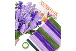 Tiehuoxia 300 PCS Pipe Cleaners for Flowers, Lavende Pipe Cleaners Set for Crafts and Arts, Chenille Stems Kit for DIY, Decorations
