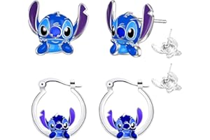 TENVAVA Stitch Earrings Necklaces Bracelet Keychain Jewellery Gifts Set for Daughter Niece Girls BFF Women Friendship