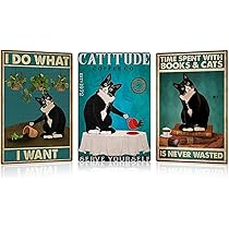 Panneaux Attention Au Chat Panneau 'Attention Au Chat' Vintage - Décoration Métal Pour Jardin Panneau Attention Chat