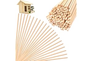 PENBIN 100 Pcs Natural Wooden Sticks for Crafts - 25cm*5mm Hardwood Craft Dowels, Pre-Cut Wood Dowels Rods for DIY Projects, Cake Decorating, Cake Dowels, Wooden Support Rods