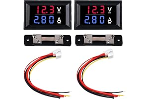 2-pack 0,28 tum LED digital voltmeter amperemeter: DC 0–100 V 50 A volt ampere meter med shunt, LED dubbel färgdisplay röd oc