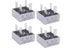Taiss / 4Pcs KBPC2504 Bridge Rectifier 400V 25A AC to DC Full Wave Single Phase Metal Housing