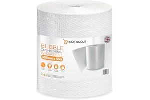 INNO GOODS Bubble Wrap for Moving House | Large Roll of Bubblewrap for Fragile Item Packaging and Protective Wrapping Shipping and Storage (300mm x 50m)