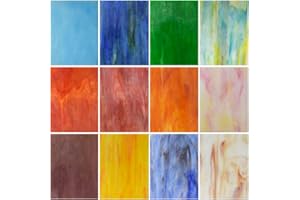 KIPHEPI 12 hojas variadas de vitrales de 4 x 6 pulgadas Catedral Mosaico Azulejos Rainbow Texture (C)