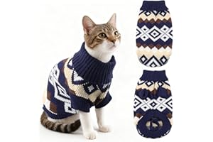 Himissy Pull Chaud pour Chat, Chaton, Sphynx Vetement, Pull Noel Petit Chien, Tenue Hiver pour Chat et Chien Petite Taille, Vetement pour Chats (G, M)