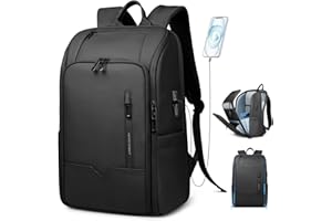 HEROIC KNIGHT Mochila para Hombre Unisex para Laptop de 15,6 pulgadas Equipaje de Mano Ordenador Portátil Impermeable para Negocios, Viaje, Universidad con Puerto USB