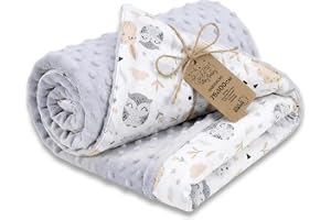Babyfilt Mysfilt Minky Vinter fleece bomull dubbelsidig Barn | varm mjuk gosig nyfödd – barnvagnsfilt resefilt spädbarn present vändbar Oeko-Tex certifierad Giraffer