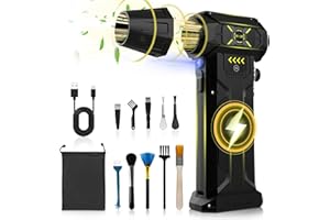 Zilchx Compressed Air Duster Cleaner for Pc, 180,000rpm Air Blower with Led Light, Electric Air Duster with 10000mah Rechargeable Battery, Stepless Wind Speed Cordless Air Blaster for Laptop Keyboard