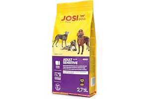 JosiDog Adult Sensitive (3 x 2,7 kg) | Adult | Premium Trockenfutter für empfindliche Hunde | besonders bekömmlich mit viel Geflügelprotein | glutenfrei | Powered by JOSERA | Hundefutter | 3er Pack