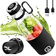 Portable Blender, MIAOKE 6 Blades Juicer Cup for Juice Shakes and Smoothies 350ml Mini Blender with Led Display Usb Rechargeable,3000Mah Rechargeable Battery, for Home Sports Outdoors Travel-Black