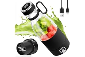 MIAOKE przenośny mikser z 6 ostrzami do koktajli soków i koktajli 350 ml Mini mikser z ekranem LED USB wielokrotnego ładowania, 3000 mAh do domu, sportu, na zewnątrz,