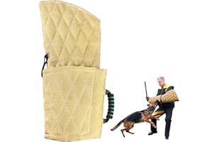 BUNDLEMALL Manchon de protection pour chien avec poignée en jute - Convient aux deux bras gauche et main droite - Abricot