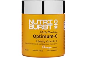 Nutriburst Optimum C - Liposomal Vitamin C (250mg) - Energy & Immune System Support - Orange Flavour - 60 Gummies 1 Month Supply - Suitable for Vegans