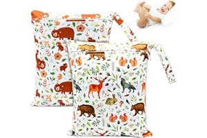 NTGRTY 2 Piezas Bolsas Pañales Impermeable,Wetbag Reutilizable Bolsa con Cremallera Impermeable,bolsa para pañales de bebe para Mamá,Transpirable Organizador de Maquillaje de Colgar,Viajes,Playa,Piscina,Gym