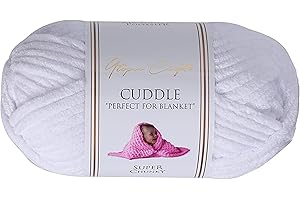 Utopia Crafts Cuddle Super Chunky Chenille Yarn White, 100g 60m Ball, Fluffy, Soft & Easy to Use, Perfect Chunky Yarn for Crochet & Knitting, Machine Washable, Beginner-Friendly Wool Alternative
