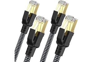 CABNEER Cat 8 Ethernet Kabel 1M 2 Stücke, 40Gbps Netzwerkkabel Hochgeschwindigkeits 2000MHz Ethernet Kabel, Gigabit RJ45 Nylon Geflochtener LAN Kabel, Patchkabel für PS5/4 Router Modem
