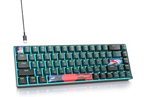 SOLIDEE 65% Mechaniczna Klawiatura Gamingowa,68 klawiszy przewodowa mechaniczna klawiatura z podświetleniem LED o chłodnym niebieskim świetle,kompaktowa ergonomiczna klawiatura(68 Soundwave)