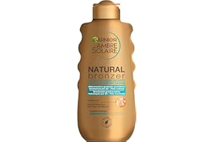 Garnier Natural Bronzer Leche Autobronceadora Uniforme y Natural, Rápida Absorción, Hidratante y Suavizante, Aceite Albaricoque, Vitamina E, Ambre Solaire