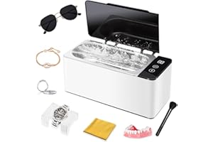 AMMIY Ultrasonic Cleaner, 500ML Ultrasonic Jewellery Cleaner Machine, 46000HZ Ultrasonic Retainer Cleaner with 4 Modes Digital Timer, Professional Sonic Cleaner Machine for Jewelry Denture Glass